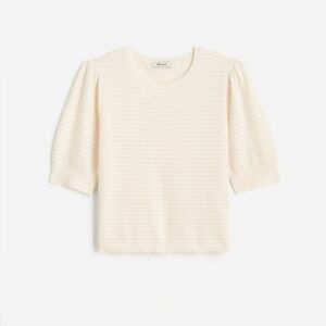 Madewell Merino Wool-Silk Blend Puff-Sleeve Sweater Tee Size M